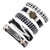 Kunstleder Armband-Set, Armband, mit Zinklegierung, plattiert, 5 Stück & Modeschmuck & unisex, 60mm, verkauft von setzen