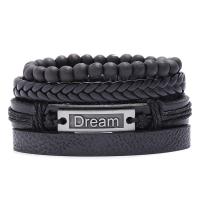 Kunstleder Armband-Set, Armband, mit Zinklegierung, plattiert, 4 Stück & Modeschmuck & unisex, 60mm, verkauft von setzen