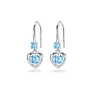 Silver Earring Zircon pavent Sterling, Argent sterling 925, coeur, Plaqué de platine, hypo allergique & pavé de micro zircon & pour femme, plus de couleurs à choisir Vendu par paire