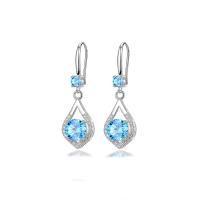 Silver Earring Zircon pavent Sterling, Argent sterling 925, Plaqué de platine, hypo allergique & pavé de micro zircon & pour femme, plus de couleurs à choisir Vendu par paire