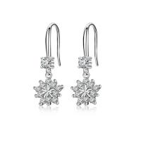 Silver Earring Zircon pavent Sterling, Argent sterling 925, flocon de neige, Plaqué de platine, hypo allergique & pavé de micro zircon & pour femme Vendu par paire