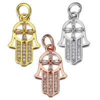 Cubic Zirconia Micro Pave Brass Pendant, Hand, plated, DIY & micro pave cubic zirconia & hollow Approx 4mm 