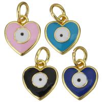 Enamel Brass Pendants, Heart, gold color plated, DIY Approx 4.5mm 