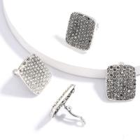 Zinc Alloy Clip Earring, plated, fashion jewelry & for woman & with rhinestone nickel, lead & cadmium free 