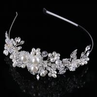 Diadema de Novia, Perlas plásticas, Joyería & para mujer & con diamantes de imitación, Blanco, 60x190mm, Vendido por UD