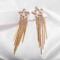 Fashion Fringe Earrings, Zinc Alloy, with Rhinestone, Star, gold color plated, fashion jewelry & Korean style & for woman 