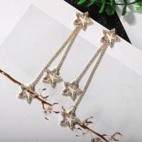 Zinc Alloy Rhinestone Drop Earring, with Rhinestone, Star, gold color plated, fashion jewelry & Korean style & for woman, golden 