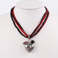 Zinc Alloy Necklace, with leather cord & Linen & Plastic, Unisex 