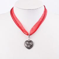 Zinc Alloy Necklace, with Ribbon & Rhinestone, Unisex 