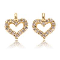 Colgante de Micro Pavé de Zirconía Cúbica, metal, Corazón, chapado en color dorado, micro arcilla de zirconia cúbica & hueco, chapado en color metálico, 8x9mm, agujero:aproximado 1mm, Vendido por UD