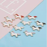 Zinc Alloy Enamel Pendants, Unicorn, plated, DIY 20mm 