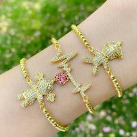 Cubic Zirconia Micro Pave Brass Bracelet, with Cubic Zirconia, fashion jewelry, golden 