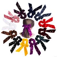 Bunny Ears Hair Scrunchies, Velvet, printing, durable & elastic 