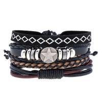 Kunstleder Armband-Set, Armband, mit Zinklegierung, Vintage & 4 Stück & Modeschmuck, 60mm, verkauft von setzen