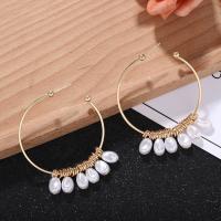 Zinc Alloy Drop Earring, with Plastic Pearl, plated, fashion jewelry & for woman, white, nickel, lead & cadmium free 