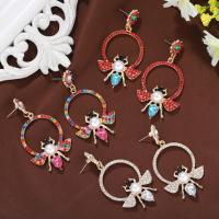 Zinc Alloy Rhinestone Drop Earring, Bee, plated, fashion jewelry & for woman & with rhinestone nickel, lead & cadmium free 