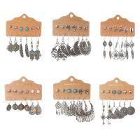 Fashion Zinc Alloy Jewelry Sets, Stud Earring & earring, with turquoise, plated, 6 pieces & fashion jewelry & for woman nickel, lead & cadmium free 