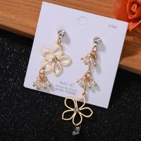 Asymmetric Earrings, Zinc Alloy, plated, fashion jewelry & for woman & with rhinestone, yellow, nickel, lead & cadmium free 