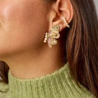 Pendientes de Perno de Aleación de Zinc, Mariposa, chapado, Joyería & para mujer & con diamantes de imitación, amarillo, libre de níquel, plomo & cadmio, Vendido por Par