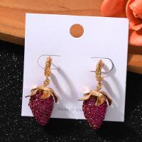 Zinc Alloy Rhinestone Drop Earring, Strawberry, plated, fashion jewelry & for woman & with rhinestone, nickel, lead & cadmium free 