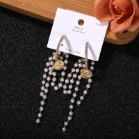 Fashion Fringe Earrings, Zinc Alloy, plated, fashion jewelry & for woman & with rhinestone, nickel, lead & cadmium free 