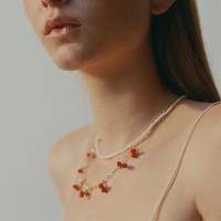 Collier de mode Multi couche, alliage de zinc, avec perle de plastique, Placage, bijoux de mode & pour femme, protéger l'environnement, sans nickel, plomb et cadmium, Vendu par brin