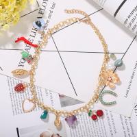 Zinc Alloy Necklace, with Porcelain, plated, fashion jewelry & for woman, nickel, lead & cadmium free 