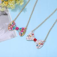 Zinc Alloy Necklace, Bowknot, plated, fashion jewelry & for woman & with rhinestone nickel, lead & cadmium free 