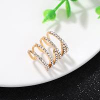 Zinc Alloy Clip Earring, plated, fashion jewelry & for woman & with rhinestone, nickel, lead & cadmium free 