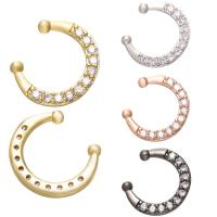 Messing Ohrring Clip, plattiert, Micro pave Zirkonia, keine, 12x2x12mm, verkauft von Paar