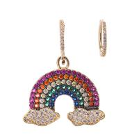 Asymmetric Earrings, Brass, Rainbow, gold color plated, micro pave cubic zirconia & for woman, mixed colors, nickel, lead & cadmium free 