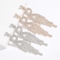 Fashion Fringe Earrings, Zinc Alloy, plated, fashion jewelry & for woman & with rhinestone nickel, lead & cadmium free 