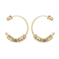 Brass Hoop Earring, gold color plated, micro pave cubic zirconia, metallic color plated 