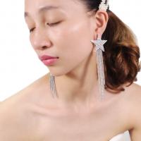 Fashion Fringe Earrings, Zinc Alloy, plated, fashion jewelry & for woman & with rhinestone nickel, lead & cadmium free 