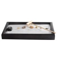 Fibra de densidad media Zen Sandbox Ornament, Cuadrado, medio hecho a mano, para el hogar y la oficina, Negro, 222x12x222mm, Vendido por UD