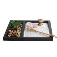 Fibra de densidad media Zen Sandbox Ornament, Cuadrado, medio hecho a mano, para el hogar y la oficina, Negro, 215x175x12mm, Vendido por UD