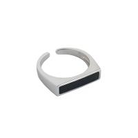 Plata de ley 925 Anillo de dedo Cuff, chapado en platina real, ajustable & para mujer & pegamento de gota, 4.7mm, 16.9mm, tamaño:6.5, Vendido por UD