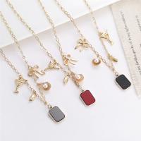 Zinc Alloy Necklace, with Plastic Pearl, plated, fashion jewelry & for woman nickel, lead & cadmium free, 51cm-80cm 