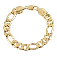 Bracelets en laiton, Plaqué or 18K, unisexe & normes différentes pour le choix & chaîne Figaro, plus de couleurs à choisir Environ 8.3 pouce Vendu par lot