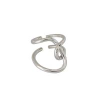 Plata de ley 925 Anillo de dedo Cuff, chapado, ajustable & para mujer & hueco, más colores para la opción, 23mm, 15.8mm, tamaño:5, Vendido por UD