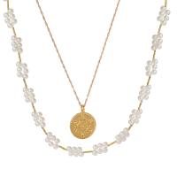 Collier de mode Multi couche, alliage de zinc, avec perle de plastique, Placage, bijoux de mode & pour femme, protéger l'environnement, sans nickel, plomb et cadmium, Vendu par brin