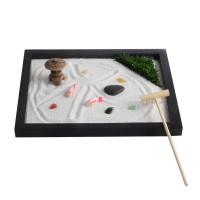 Fibra de densidad media Zen Sandbox Ornament, Cuadrado, medio hecho a mano, para el hogar y la oficina, Negro, 215x175x12mm, Vendido por UD