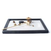 Fibra de densidad media Zen Sandbox Ornament, Cuadrado, medio hecho a mano, para el hogar y la oficina, Negro, 215x170x10mm, Vendido por UD