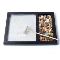 Fibra de densidad media Zen Sandbox Ornament, Cuadrado, medio hecho a mano, para el hogar y la oficina, Negro, 215x170x10mm, Vendido por UD