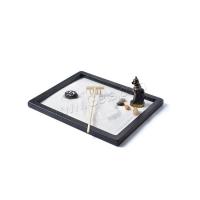 Fibra de densidad media Zen Sandbox Ornament, Cuadrado, medio hecho a mano, para el hogar y la oficina, Negro, 215x170x10mm, Vendido por UD