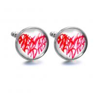 Glass Cufflinks, with Zinc Alloy, fashion jewelry & for woman 