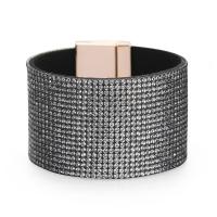 Unisex Armband, PU Leder, mit Strass, Modeschmuck, keine, 60x38mm, verkauft von PC