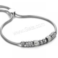 Stainless Steel Chain Bracelets, plated, Adjustable & micro pave cubic zirconia & for woman, 5mm,7mm,2mm Approx 7 Inch 