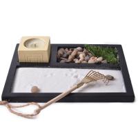 Fibra de densidad media Zen Sandbox Ornament, Cuadrado, medio hecho a mano, para el hogar y la oficina, Negro, 215x175x12mm, Vendido por UD