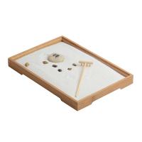 Middle Density Fibreboard Zen Sandbox Ornament, Square, half handmade, for home and office 